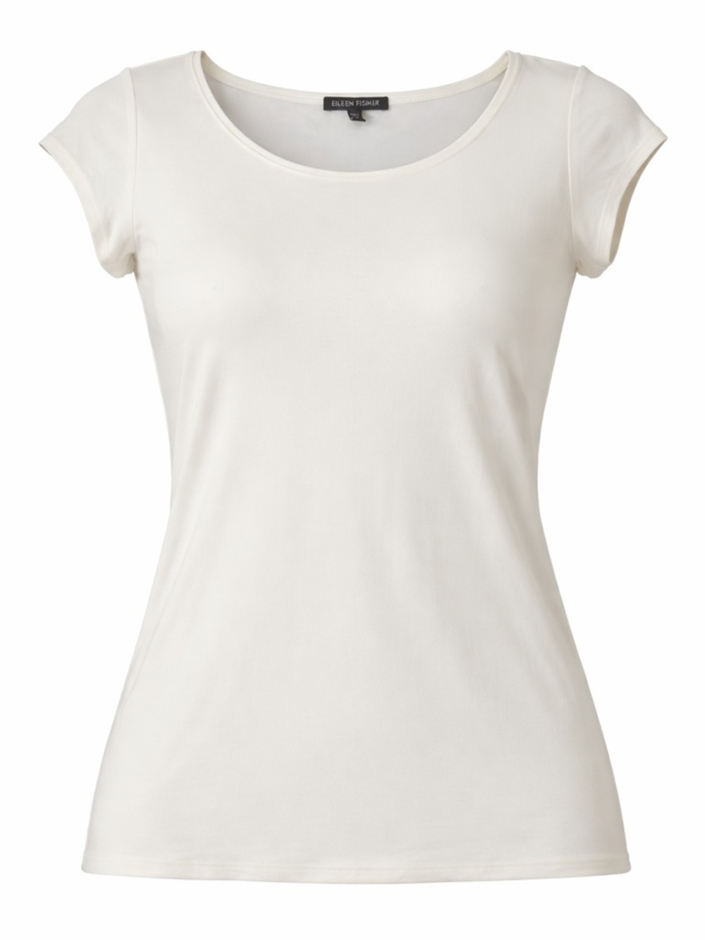 Eileen Fisher 100% Silk Ivory Cap Sleeve Top Minimalist Quiet Luxury Size S